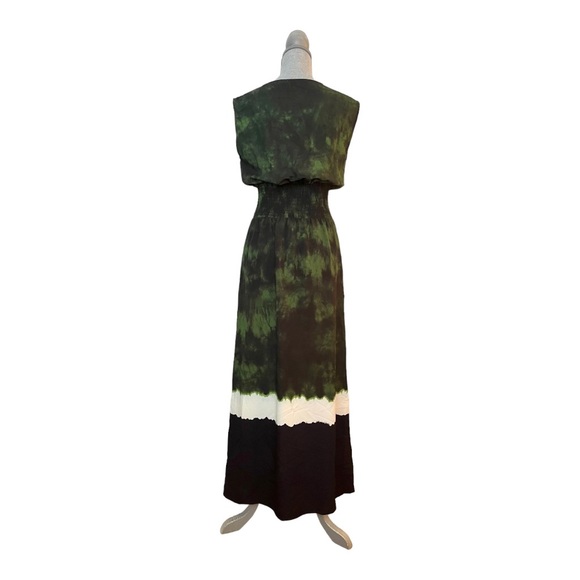 MAJE Ribeira Tie-dye Print Maxi Crepe Dress Imprime Green - Picture 3 of 7